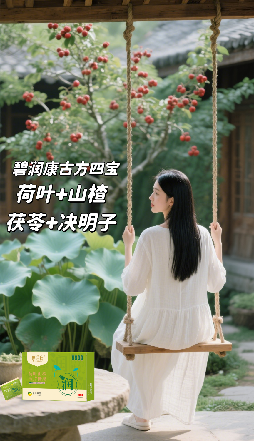 三伏天浑身黏腻？湿气重真难受！！。碧润康古方四宝：荷叶+山楂+茯苓+决明子。即食压片糖果设计，养生像吃糖一样简单~。无湿一身轻，由内到外都清爽✨